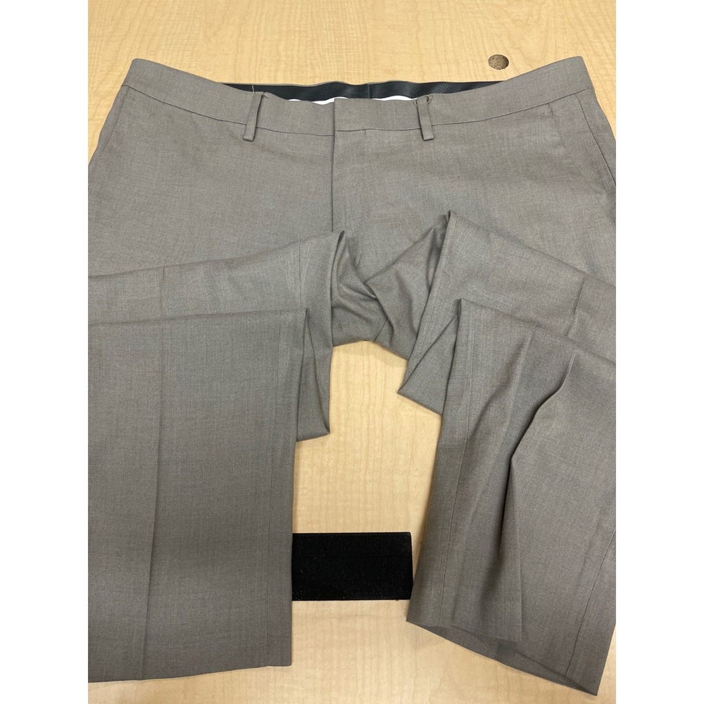 Kenneth Cole Reaction Mens Gray Flat Front Dress Pants 38x29 Stretch Trousers